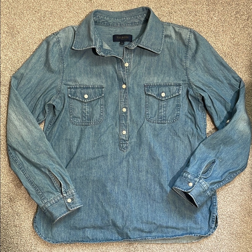Talbots Blue Denim-Like Long Sleeve Top